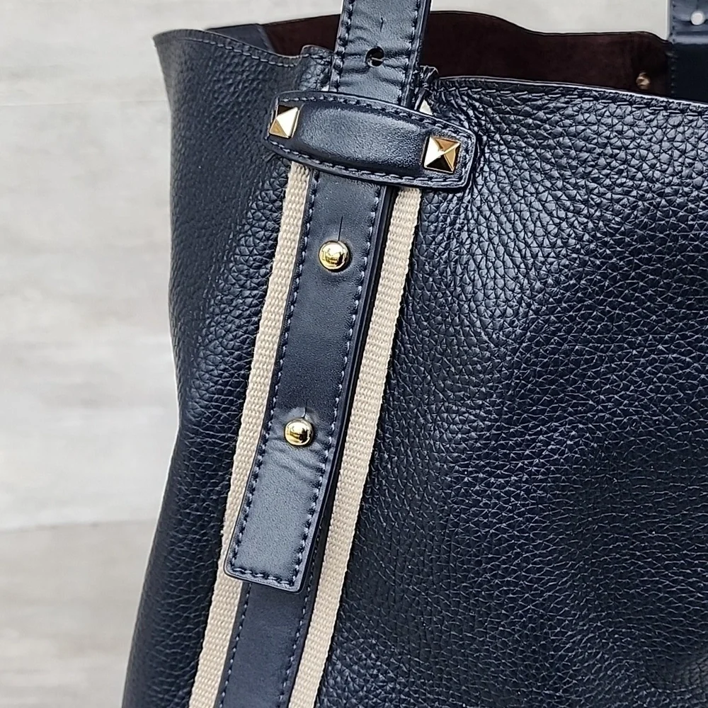 Michael Kors Griffin Admiral Blue Pebbled Leather Shoulder Hobo Bag